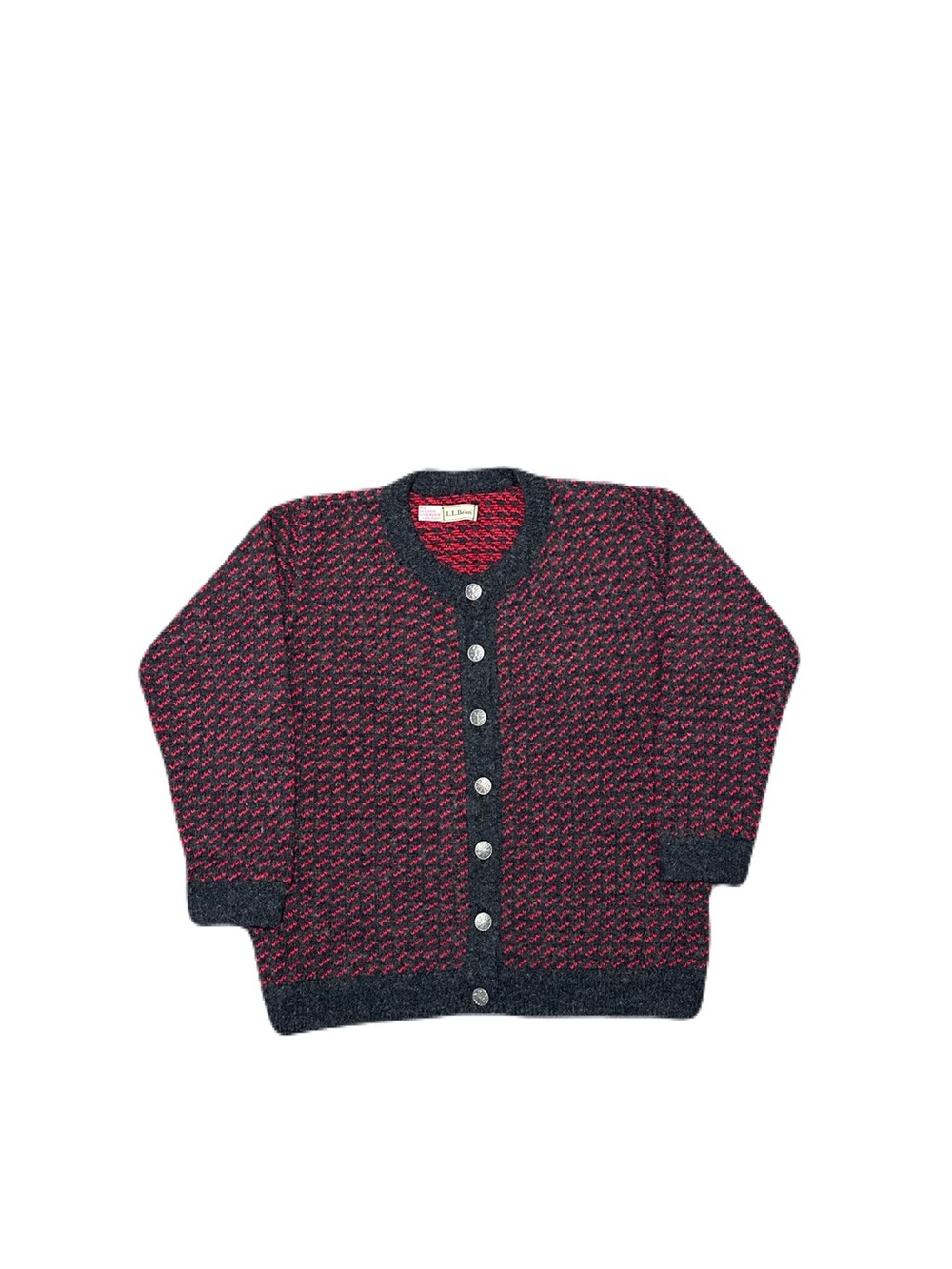 Vintage 80s L.L. Bean Wool Birdseye Heart Fisheye Norwegian Knit Sweater Size L